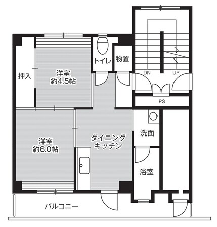 ビレッジハウス湖山3号棟 (501号室)の物件間取画像